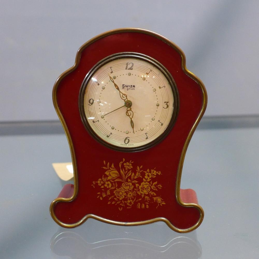 A mid 20th century Swiza Mignon alarm clock