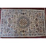 A fine Central Persian part silk Naia rug with a double pendent medallion on an ivory field