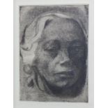 Kathe Kollwitz, Self Portrait, soft ground etching and aquatint, bearing printers blindstamp, 10 x