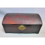A mid 20th century Japanese lacquered table top casket, with dome top, H.27 W.61 D.34cm