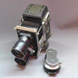 A Mamiya C3 Professional camera, with Mamiya-Sekor 1:4.5 f=18cm lenses, No.975972 and No.848443, and