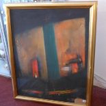 A 20th century abstract oil on canvas, signed Sada Tall, 90x73cm