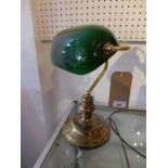 A late 20th century brass bankers lamp