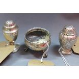 A Victorian salt, having gadrooned edge and floral engraving on ball and paw tripod feet, hallmarked