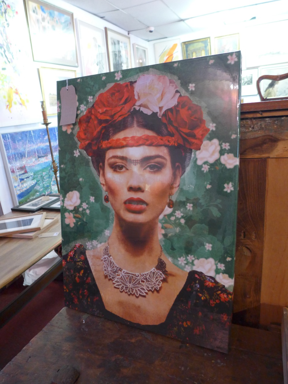 A contemporary print of Frida Kahlo