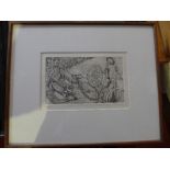 A 20th century etching, 'Attack by Dogs in London Fields', numbered 3/30, signed 'R. Hewitt' and