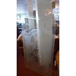 A large glass panel etched with Neo-Classical floral design, 180 x 88cm