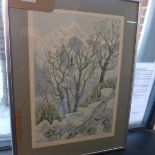 A framed and glazed limited edition print, signed Jane Moore and to other large framed and glazed