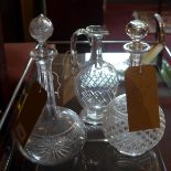 2 Victorian decanters and a similar water jug. tallest 31cm