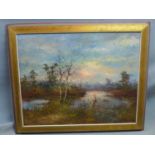 20th century Dutch school, Birch Tree by a Lake, oil on canvas, signed 'Johnas' lower right, 79 x
