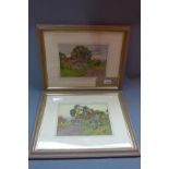 A pair of framed and glazed English watercolours, country scenes, indistinctly signed J. Gray 1921