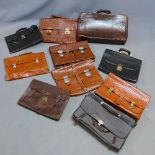 Ten various vintage leather cases