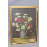 A glazed and framed oil on canvas, a vase of flowers, signed A. Eemans 1972 H.76cm W.56cm