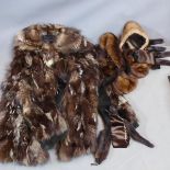 A vintage Fox fur ladies coat together with a mink collar, stole and satin cuffs with fur tassels