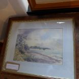 A framed and glazed watercolour of a lake scene h41 51cm