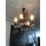 An early 20th century large and impressive Bohemian glass chandelier, circa 1900, reportedly owned