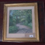 A framed and glazed pastel of a parkland walk, signed Zarnecki 1927 H.44 W.40cm