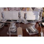 A pair of Georges Humbert chrome twin branch table lights