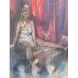 Geoffrey Humphries (British, b.1945), reclining maiden, pastel drawing, signed lower right, H.75cm