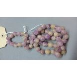 A Chinese lavender jadeite beaded necklace