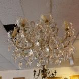 A ten branch glass pendant chandelier