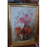 20th century school, Still life of flowers, oil on canvas, signed lower right, 91 x 60cm