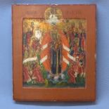 A Russian icon depicting The Mother of God Joy, to all who grieve, tempera on wood panel, The Mother