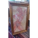 20th century school, Study of a Nude Lady, pastel drawing, signed, glazed and framed, 90 x 49cm