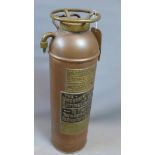 A vintage Knight and Thomas underwriters fire extinguisher with copper tank and brass fittings, H.