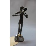 A mid 20th century Continental bronze figural study of a trombone player, 'All That Jazz', H.19cm