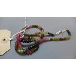 A hand-cut tourmaline beaded necklace, with 925 silver clasp