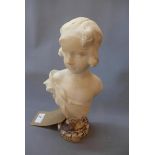 Gustave Van Vaerenbergh (1873-1927), sculpture of a maiden, alabaster, signed, raised on marble