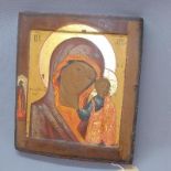 A Russian icon of the Mother of God of Kazan, depicting Mary bust-length with the Christ Child to