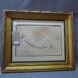 Early 20th century Continental School, a study of a reclining nude, watercolour, signed lower right,