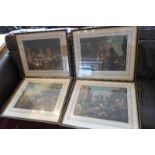 After Hogarth, a set of four hand coloured engravings, by Edward Jackson Stodart, all signed, 39 x