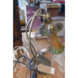 An Art Nouveau style two light table lamp, in the form of flowers, H.40cm