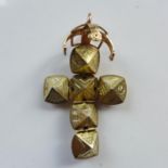 A 9ct yellow gold on silver Masonic ball cross charm