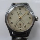 A vintage Tudor Oyster stainless steel wristwatch, the dial with Arabic numerals, subsidiary seconds