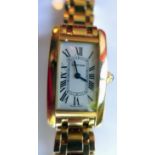 A Cartier 18k yellow gold 'Tank Americaine' ladies wristwatch, quartz movement, the white dial