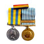 An Elizabeth II Korea service medal, together with a Korea medal for service in defence of the