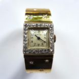 A Ladies Concord vintage 1940's diamond cocktail bangle watch, the square dial having Arabic