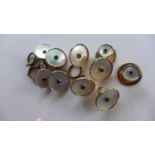 A collection of 18ct yellow gold gentlemen's cufflinks and dress studs, to include mother-of-pearl