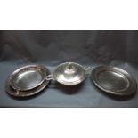 A Christofle silver plated tureen, together with matching bowl and pair of matching dishes, (4)