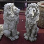 A pair of reconstituted stone seated lions, H.58cm (2)