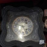 A French oeil de boeuf wall clock, the alabaster dial with enamel plaque Roman numerals, the dial