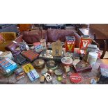 A large collection of vintage tin boxes