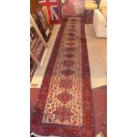 Fine North West Persian Hariz runner, repeating stylised medallion throughout the field guarded by