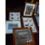 A collection of five sporting prints to include golf, cricket, rowing