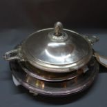 A Christofle silver plated tureen having pineapple finial, together with matching bowl and pair of