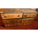 A Victorian pine shops counter, with six large drawers, H.81 W.166 D.63cm